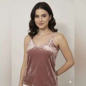 SHIFT Mauve Pink Velvet V-Neck Cami Tank Top - Size XS
